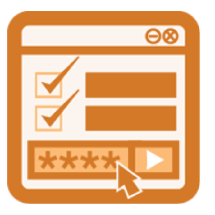 orange password graphic with checkboxes