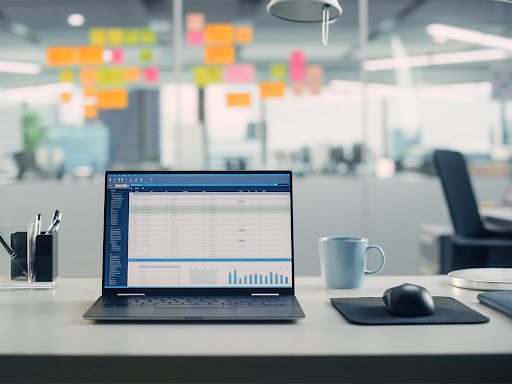 Laptop sitting on a desk