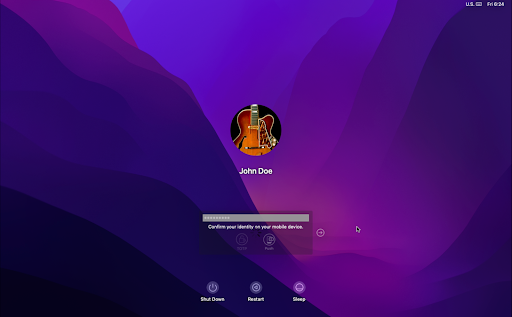 screenshot of mac login page