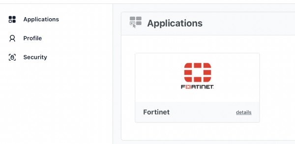 Fortinet application in JumpCloud user console
