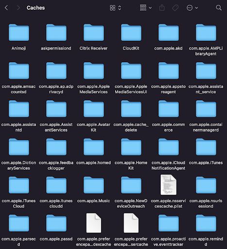 screenshot of mac library caches
