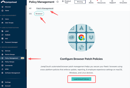 Screenshot of JumpCloud Policy Management Console