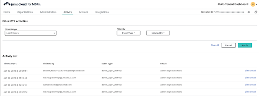 jumpcloud for MSPs reporting