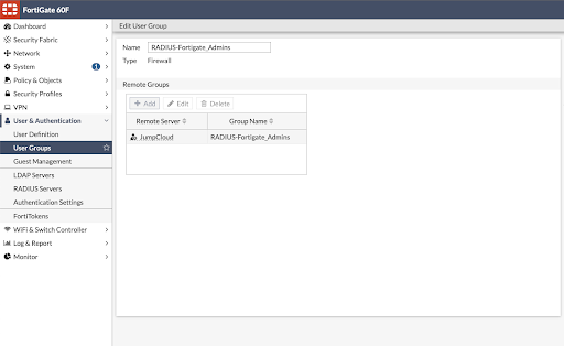 screenshot of FortiGate 60F