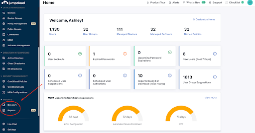 screenshot of JumpCloud homepage