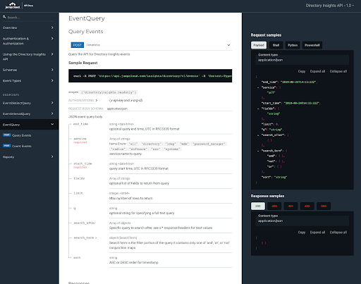 screenshot of query events