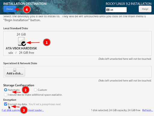 screenshot of installation