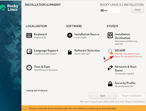 screenshot of installation