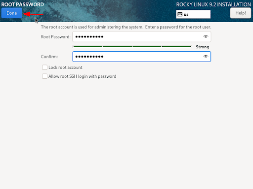 screenshot of installation