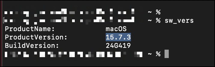 A screenshot showing the terminal in MacOS device