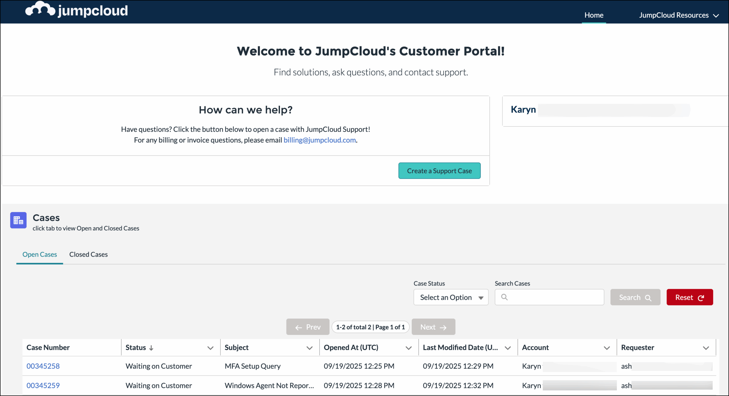 JumpCloud's Customer Portal