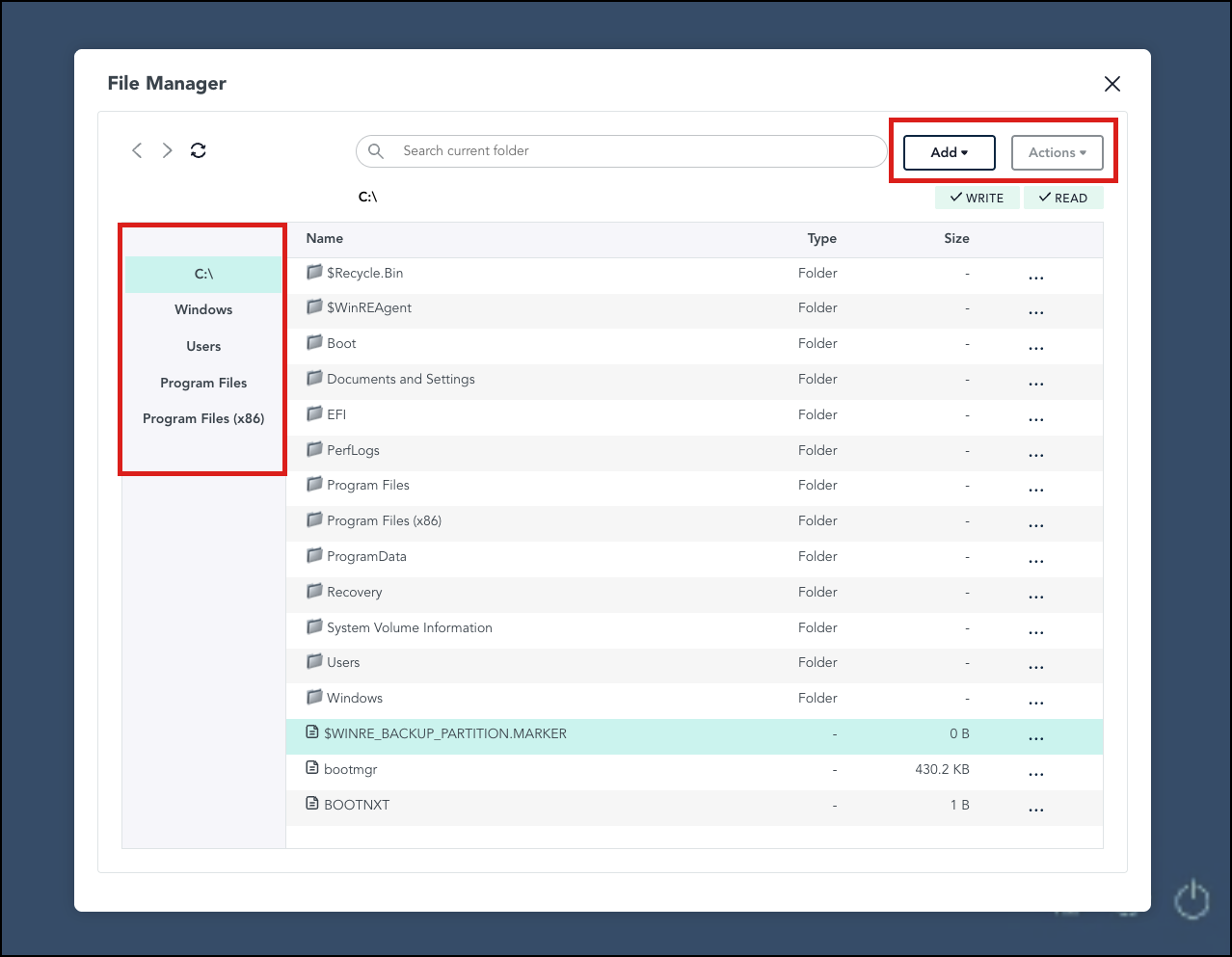 This image has all File Manager Options.