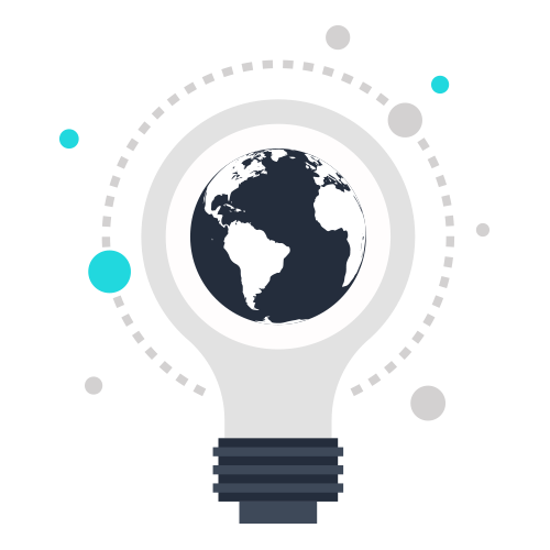 light bulb with the earth at the center
