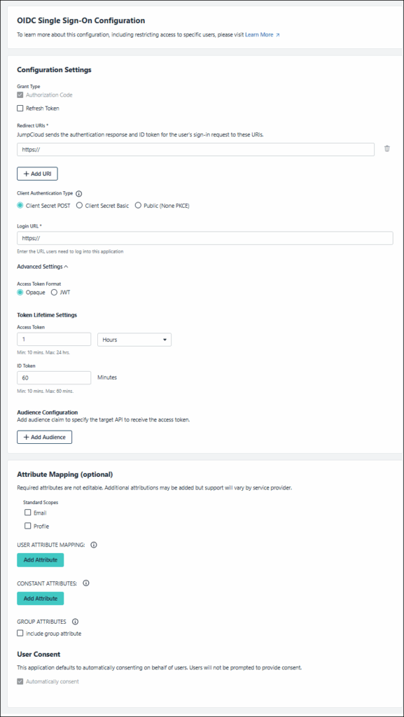 OIDC Connector Advanced Settings