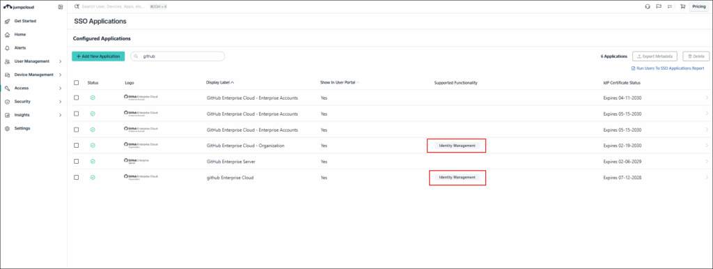 IdM tab with Identity management badges highlighted.