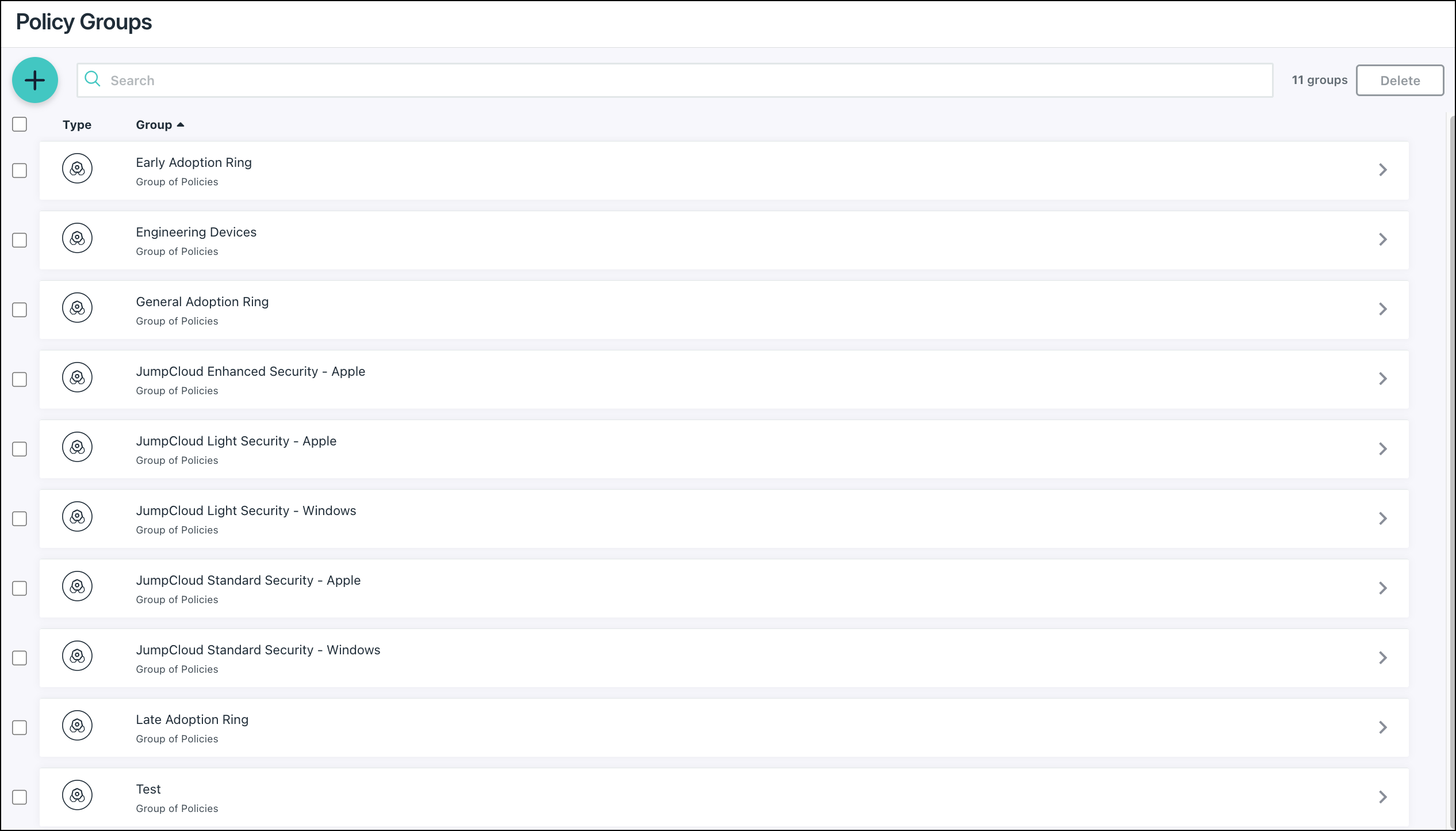 JumpCloud Admin Portal showing the Windows Patch Management policy with the Target Version settings highlighted.