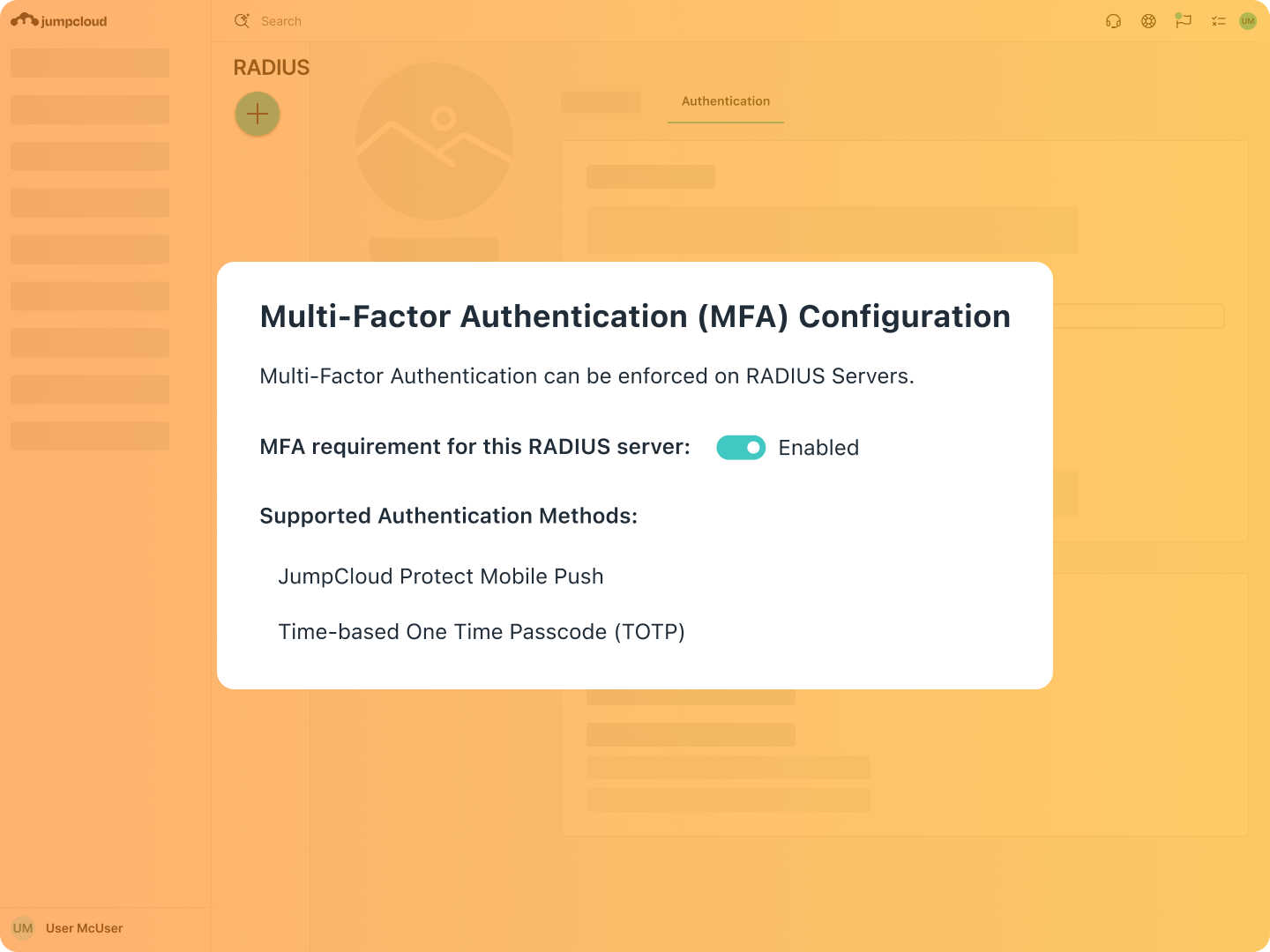 Product Screen - Add RADIUS Server MFA