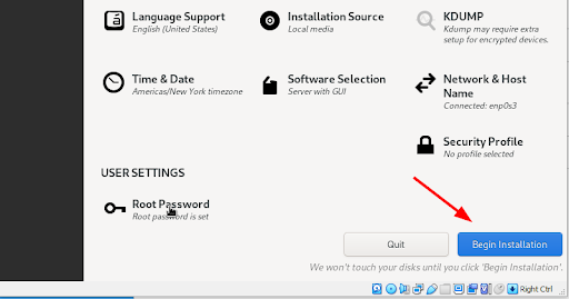 begin installation