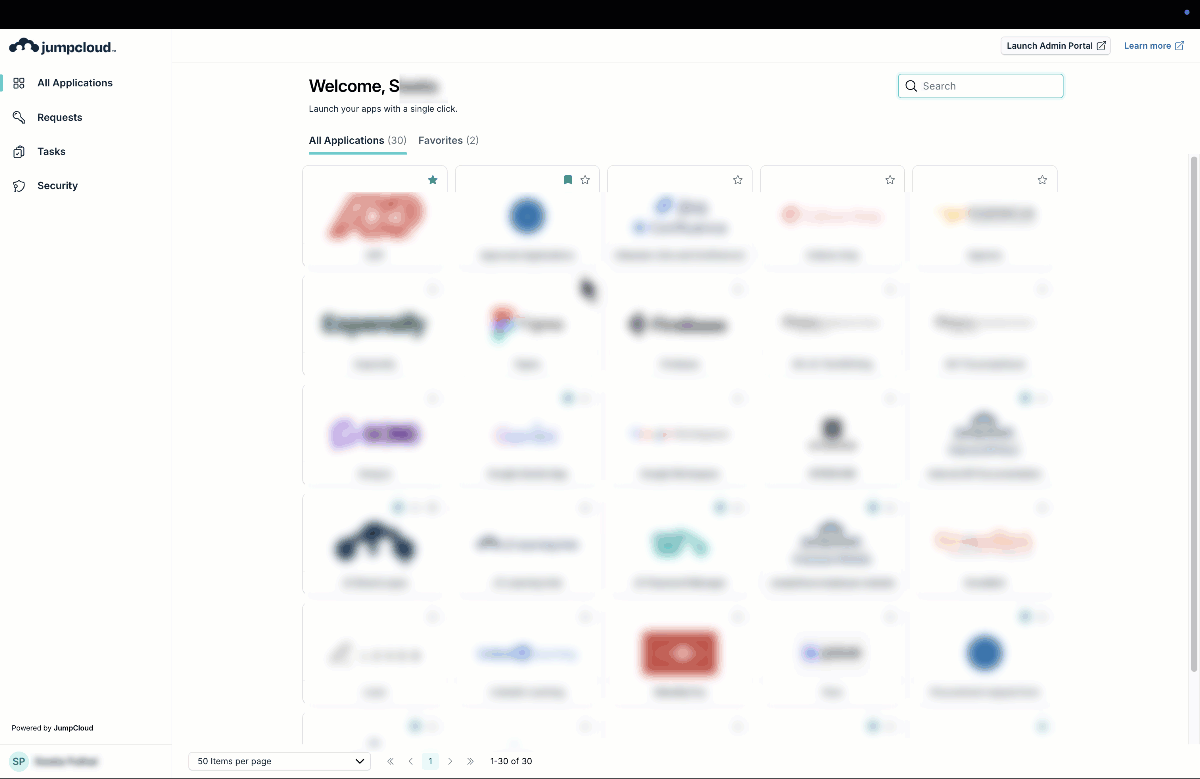Series of images displaying the different tabs and options in User Portal