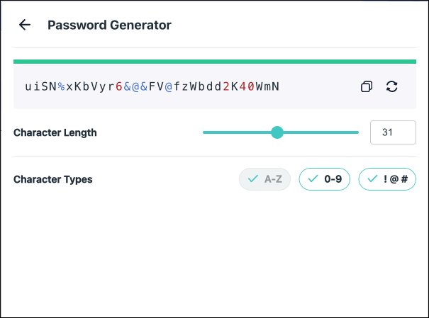 password generator screen