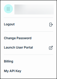 Admin portal Avatar menu