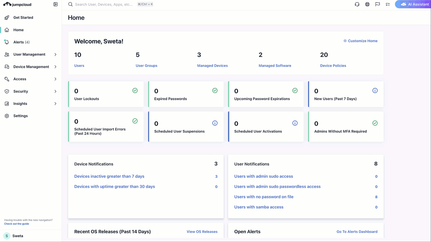 This is a series of images to access the alerts and rules section.