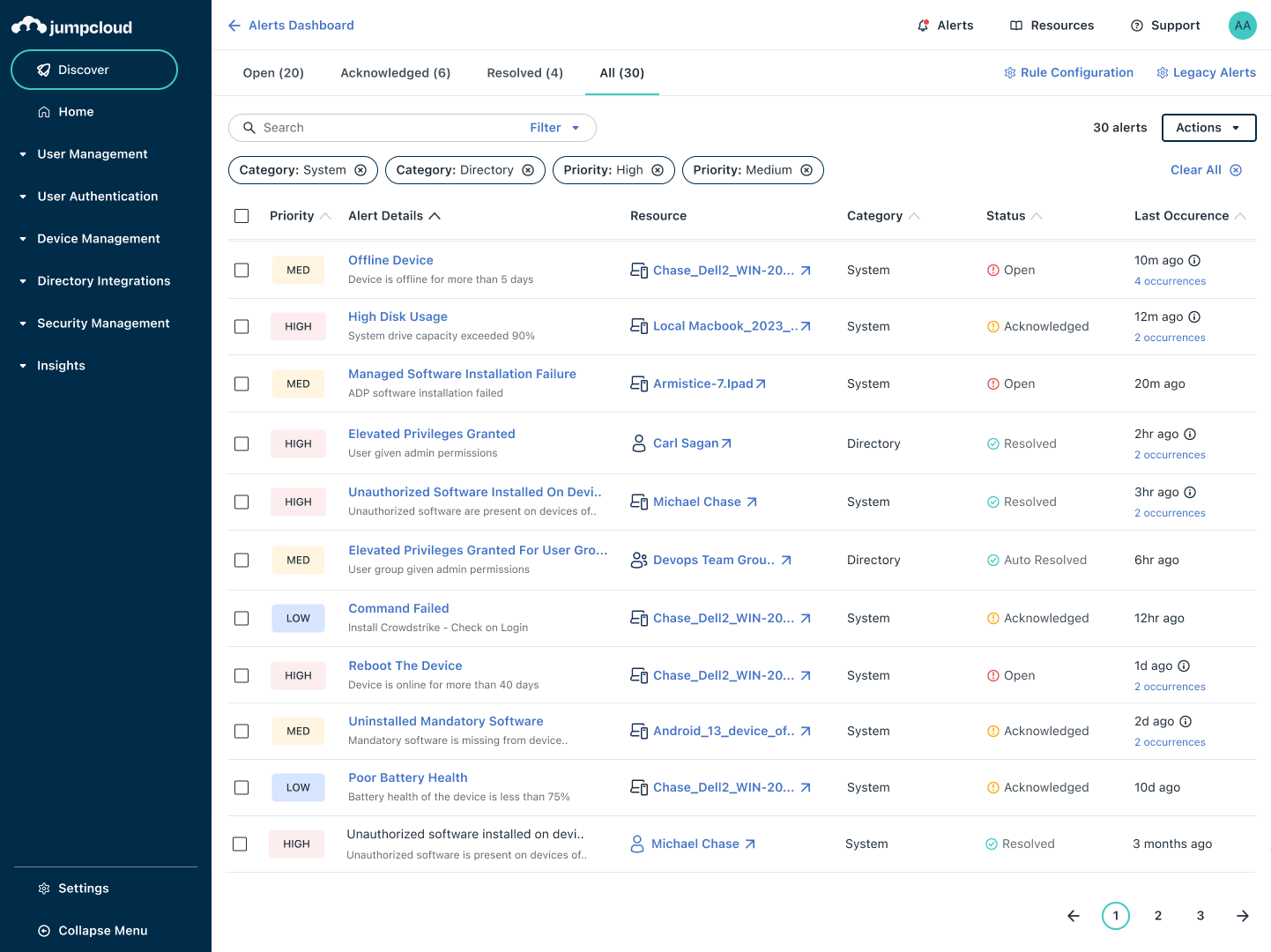 JumpCloud Device Monitoring & Alerting