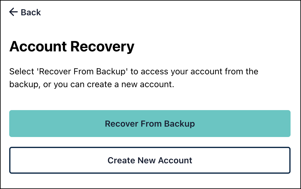 A screenshot showing 'Account Recovery' pop-up.