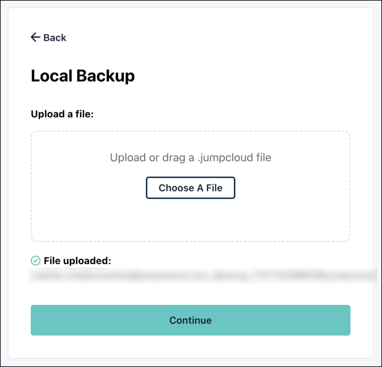 A screenshot showing a pop-up to restore a local backup.
