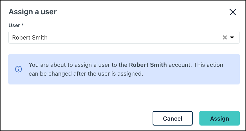 Assign a user popup