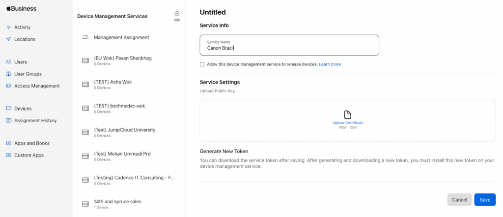 Device Management Services in Apple Business Manager