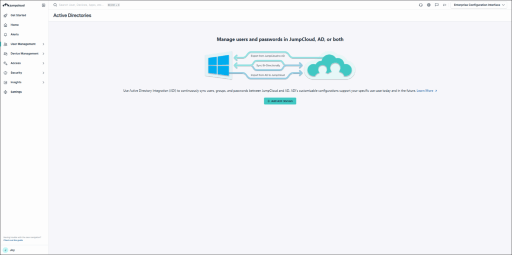 EP portal add ADI domain