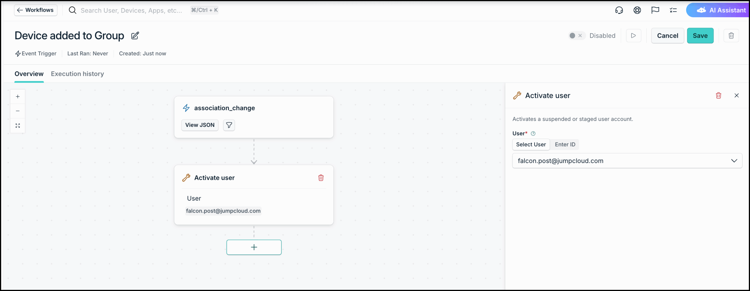 The image displays the Create Workflows canvas with event triggers.