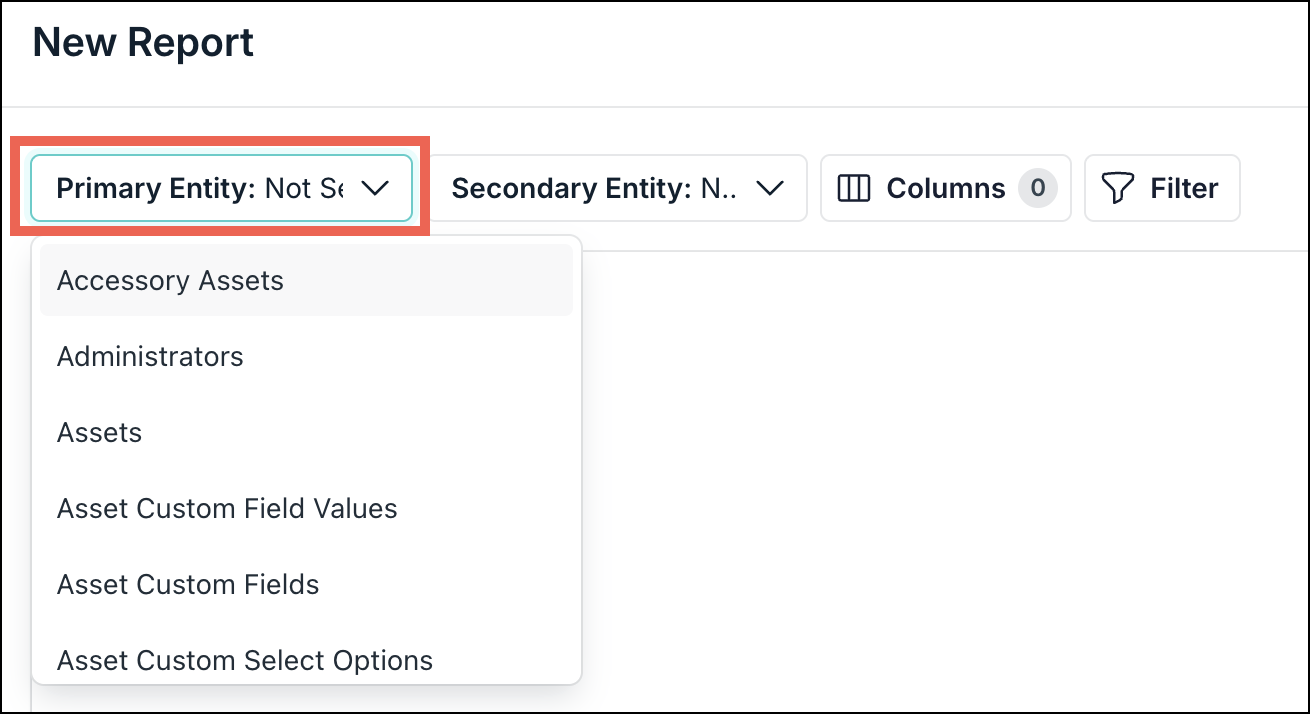 A screenshot showing the New Report modal in JumpCloud Admin portal
