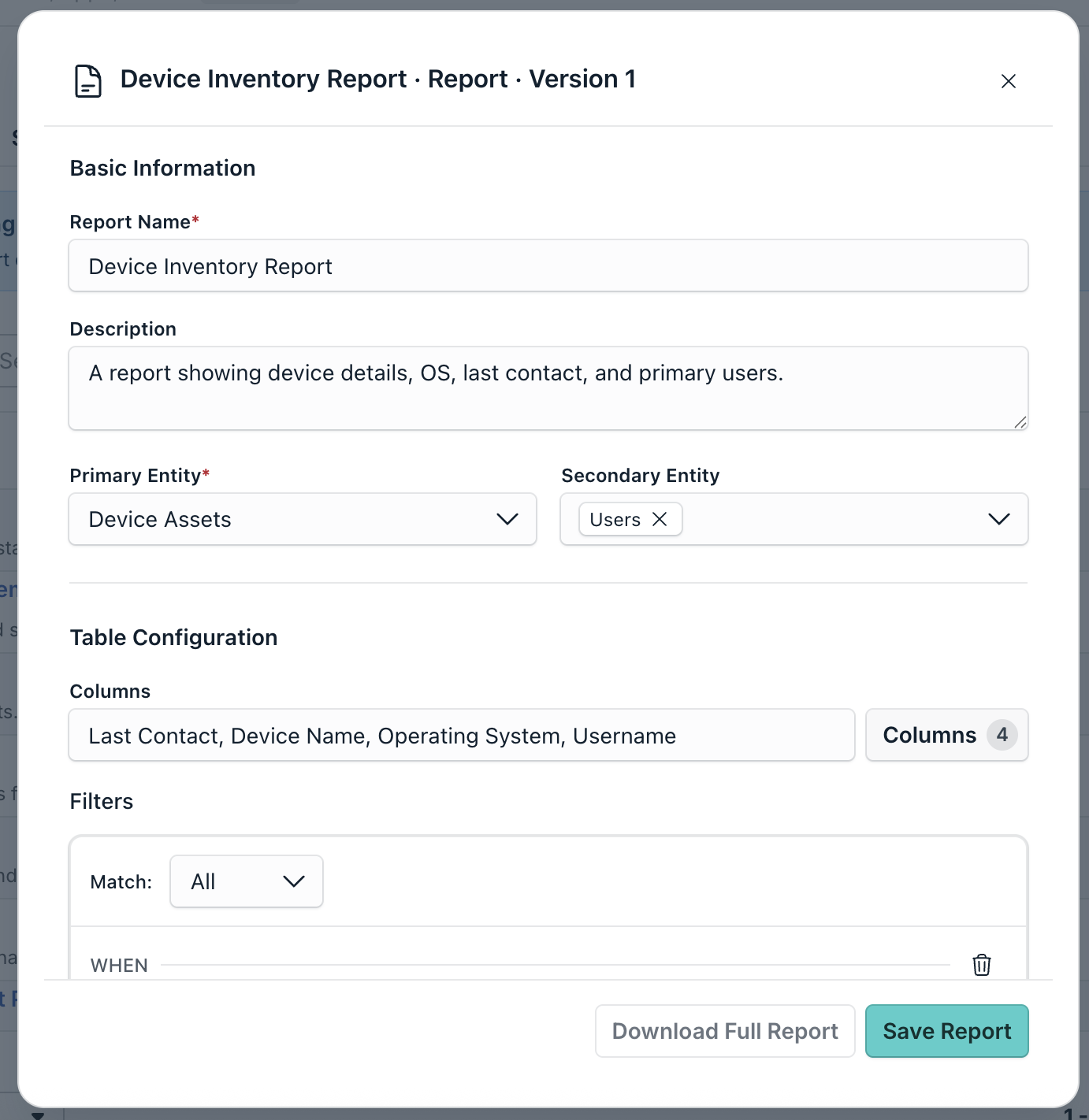 A screenshot showing generated report preview in JumpCloud Admin portal
