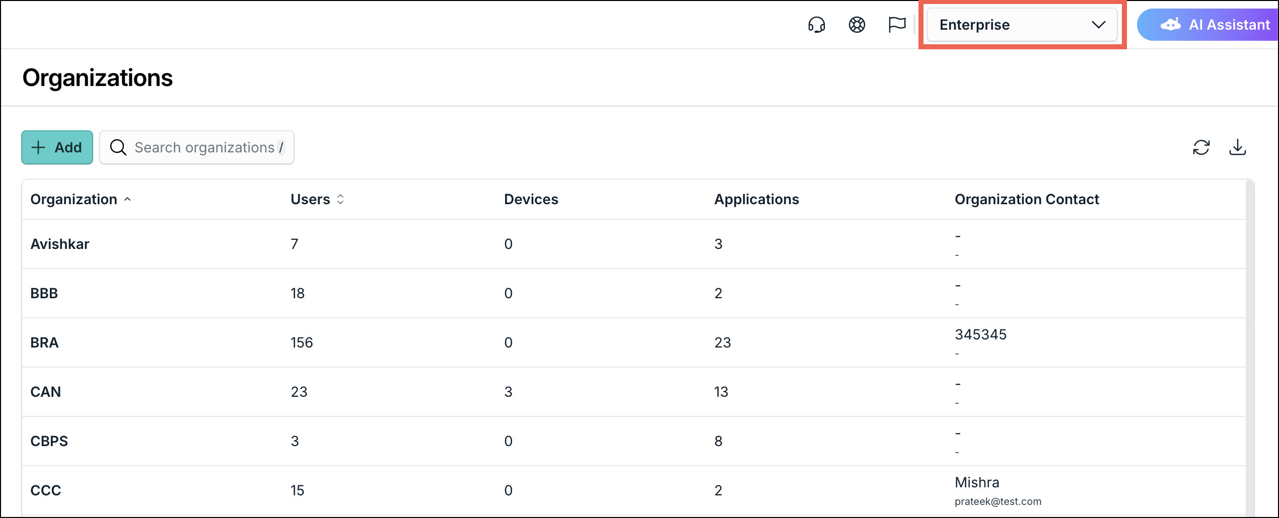 A screenshot showing new enterprise portal homepage